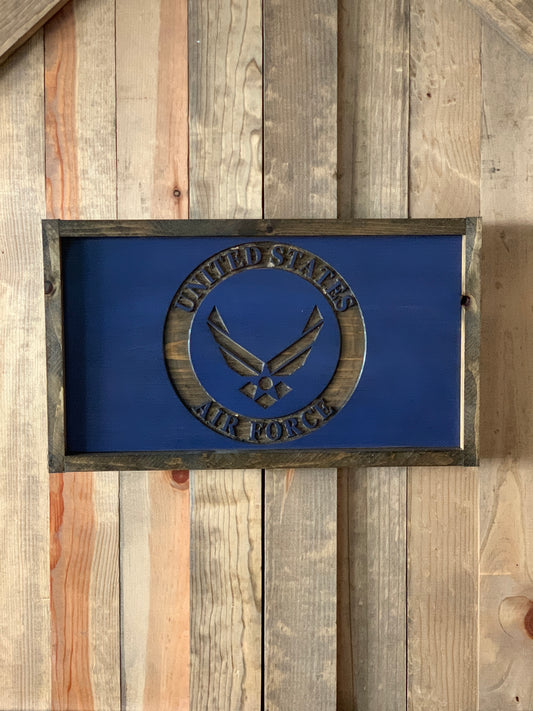 Wood Carved Flag Air Force