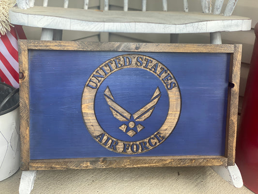 Wood Carved Flag Air Force